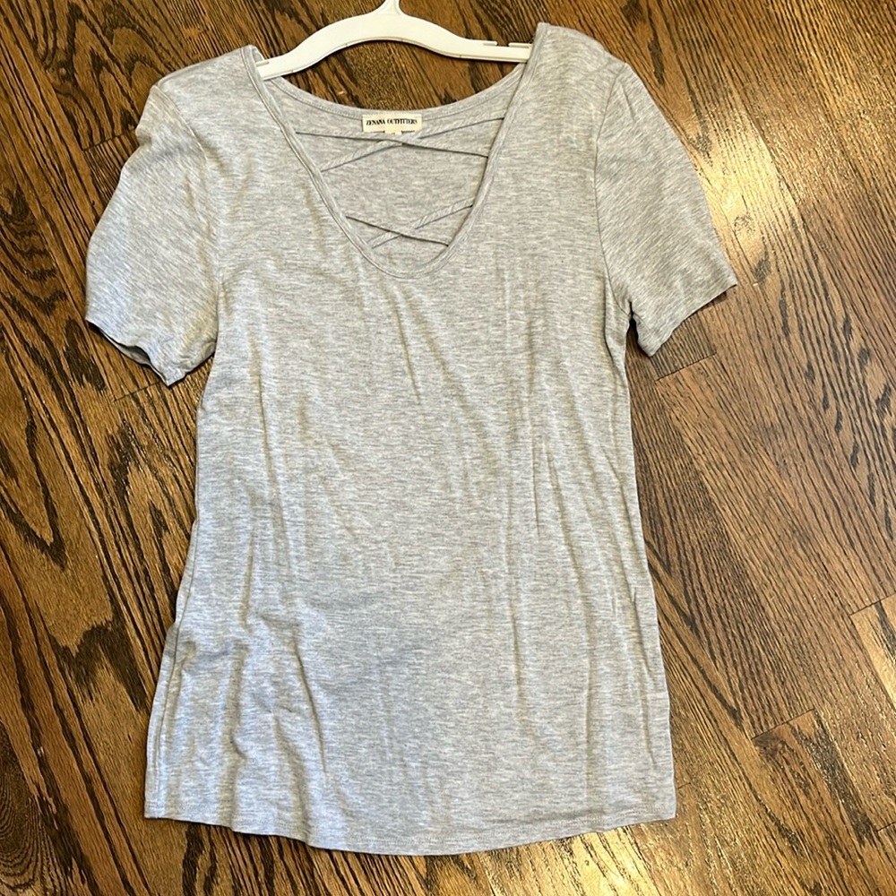 Zenana Outfitters Criss Cross Short Sleeve Shirt